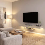 Έπιπλο τηλεόρασης επιτοίχιο Albares Megapap με LED χρώμα travertine 150x29,6x22εκ. - Image 7
