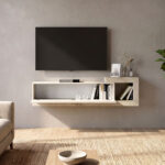 Έπιπλο τηλεόρασης επιτοίχιο Volare Megapap χρώμα sandstone - travertine 150x29,6x38,6εκ. - Image 2