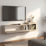 Έπιπλο τηλεόρασης επιτοίχιο Volare Megapap χρώμα sandstone - travertine 150x29,6x38,6εκ. - Image 3