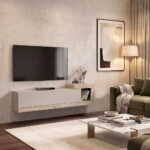Έπιπλο τηλεόρασης επιτοίχιο Volare Megapap χρώμα sandstone - travertine 150x29,6x38,6εκ. - Image 5