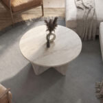 Τραπεζάκι σαλονιού Lagerta Megapap χρώμα travertine Ø75x35εκ. - Image 2