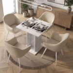 Τραπέζι Allos Megapap χρώμα λευκό εφέ μαρμάρου 75x75x77εκ. - Image 2