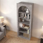Βιβλιοθήκη Voila Megapap χρώμα γκρι σκυροδέματος 74x35x180εκ. - Image 3