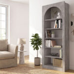 Βιβλιοθήκη Voila Megapap χρώμα γκρι σκυροδέματος 74x35x180εκ. - Image 4
