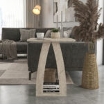 Τραπεζάκι βοηθητικό - Κομοδίνο Deros Megapap χρώμα travertine 45x45x56εκ. - Image 3