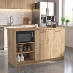Τραπέζι - Πάγκος κουζίνας Peres Megapap χρώμα sepet oak 150x70x91,8εκ.