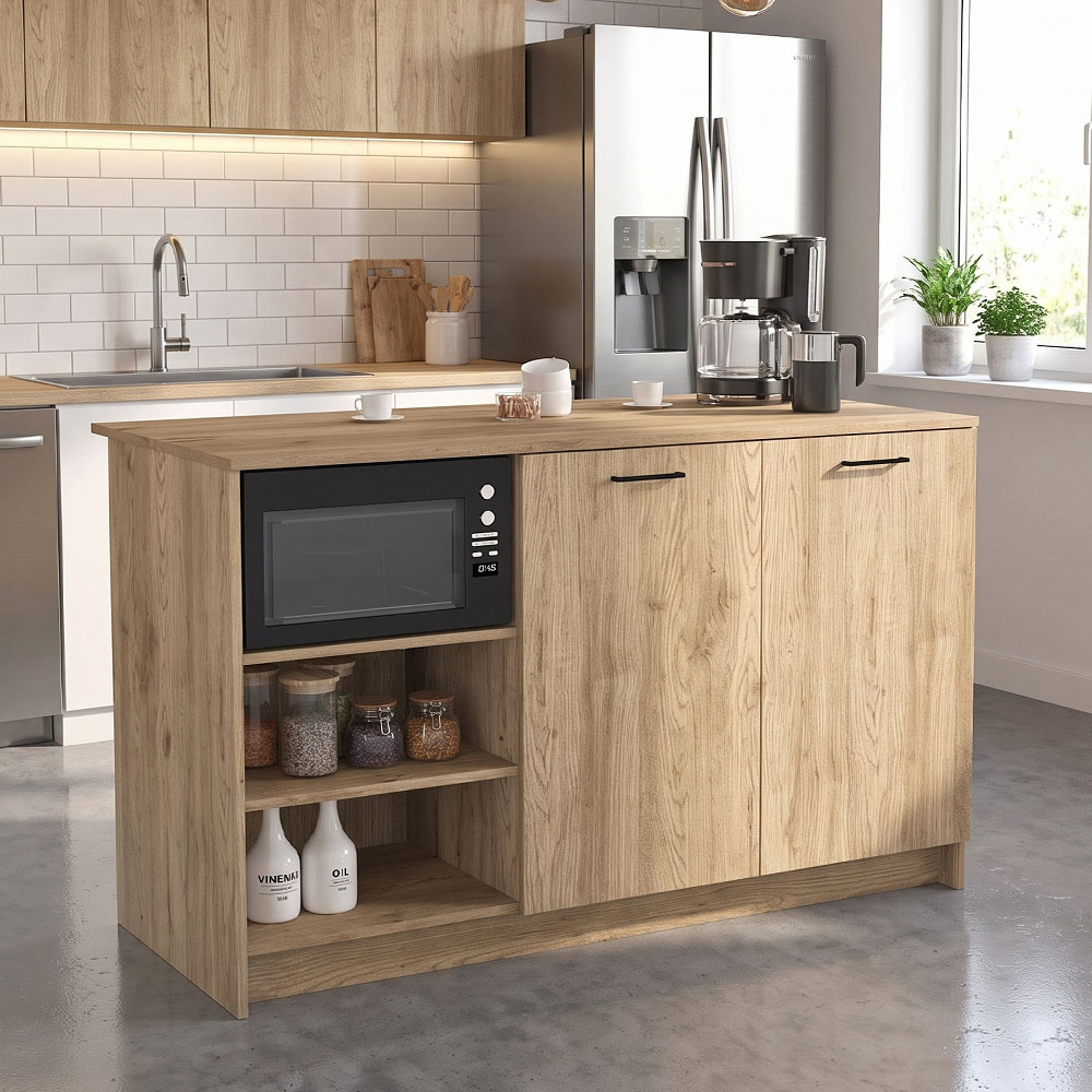 GP042-03434-0 Τραπέζι - Πάγκος κουζίνας Peres Megapap χρώμα sepet oak 150x70x91,8εκ. - Image 1