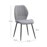 Καρέκλα τραπεζαρίας Valena Megapap elephant grey ύφασμα - μεταλλικό μαύρο πόδι 48x58x87εκ. - Image 9