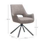 Πολυθρόνα τραπεζαρίας Alessia Megapap περιστρεφόμενη elephant grey ύφασμα - μεταλλικό μαύρο πόδι 58x66x85εκ. - Image 9
