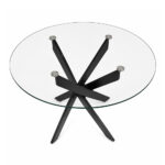 Τραπέζι Aldo Megapap γυαλί - μεταλλικά μαύρα πόδια Ø100x75,5εκ. - Image 3