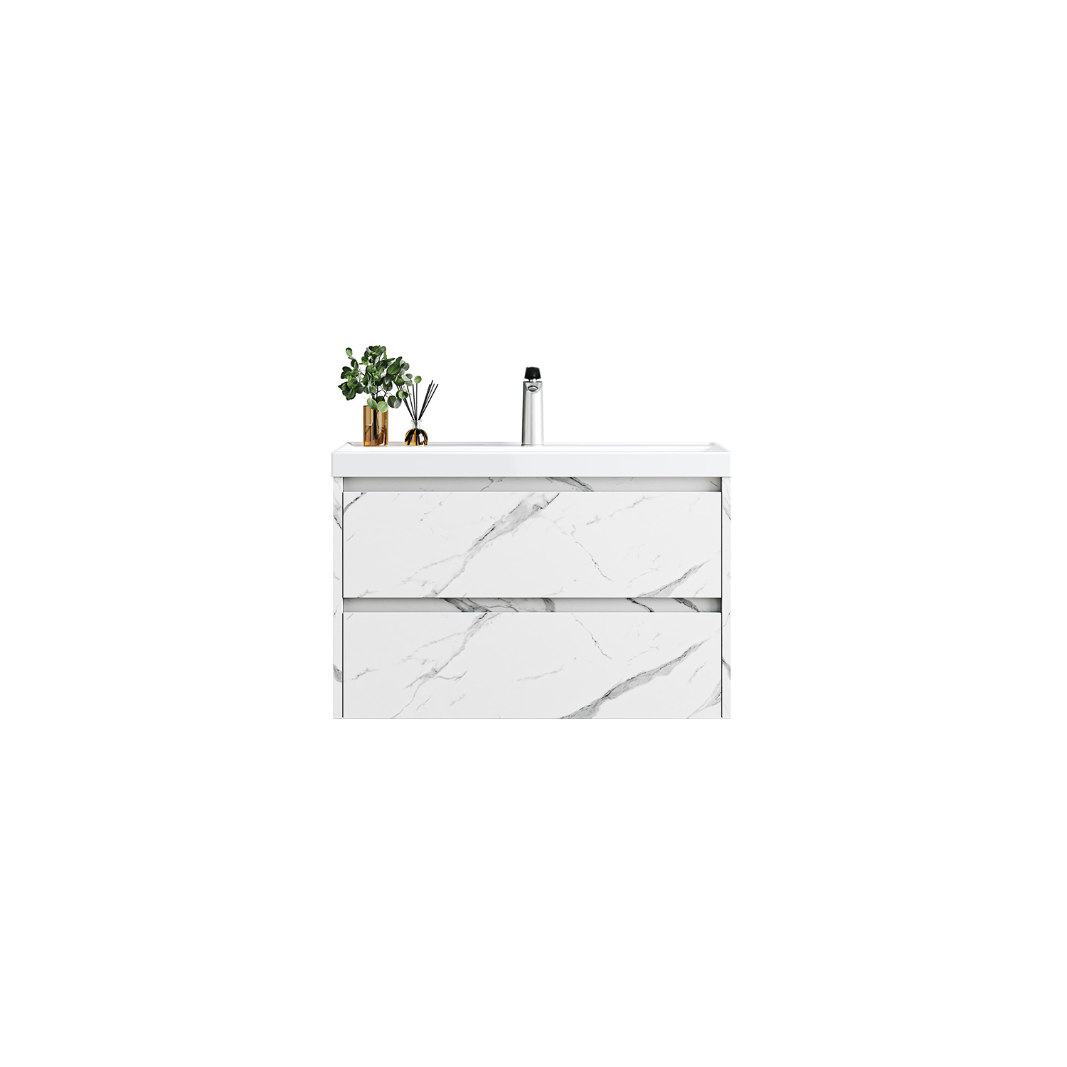 IVA80P Βάση PVC με δύο συρτάρια και νιπτήρα Marble IVA 80 KARAG 80x50x51cm - Image 1