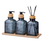 Σετ Δύο Dispenser & Αρωματικό Χώρου με Sticks Γυάλινο/Μπαμπού με δίσκο Grey MRShome