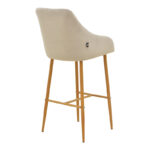 Σκαμπό bar Patrin pakoworld βελούδο μπεζ-μέταλλο σε φυσική απόχρωση 49x48x98εκ - Image 2