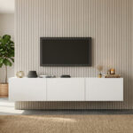 Έπιπλο τηλεόρασης επιτοίχιο Felita pakoworld λευκό 150x31,4x30εκ