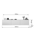 Έπιπλο τηλεόρασης επιτοίχιο Felita pakoworld λευκό 150x31,4x30εκ - Image 3