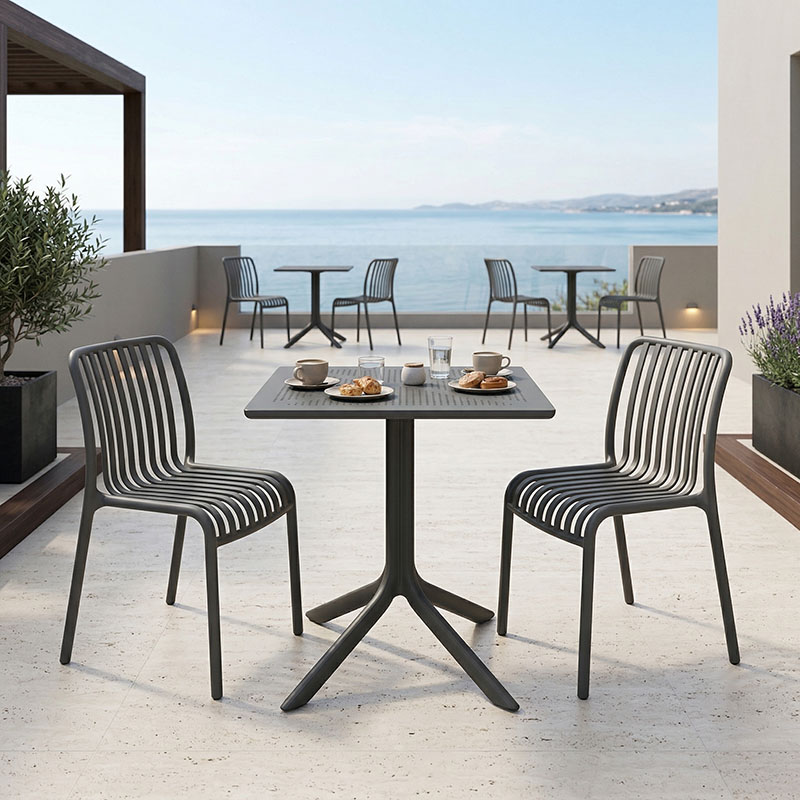 200-001639 Τραπεζαρία Groovy Zoi pakoworld σετ 3τεμ ανθρακί PP 60x60x76εκ - Image 1