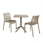 Τραπεζαρία Groovy Zoi pakoworld σετ 3τεμ cappuccino PP 60x60x76εκ - Image 2