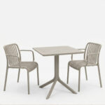 Τραπεζαρία Zoi Groovy pakoworld σετ 3τεμ cappuccino PP 80x80x74εκ - Image 2