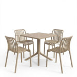 Τραπεζαρία Zoi Groovy pakoworld σετ 5τεμ cappuccino PP 80x80x74εκ - Image 2