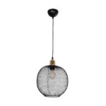 GLOBOSTAR® WIRE LE-201-0019 Μοντέρνο Κρεμαστό Φωτιστικό Οροφής με Ντουί 1 x E27 AC 220-240V IP20 - Μαύρο & Χρυσό - Μ25 x Π25 x Υ32cm - Image 4