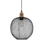 GLOBOSTAR® WIRE LE-201-0019 Μοντέρνο Κρεμαστό Φωτιστικό Οροφής με Ντουί 1 x E27 AC 220-240V IP20 - Μαύρο & Χρυσό - Μ25 x Π25 x Υ32cm - Image 5