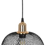 GLOBOSTAR® WIRE LE-201-0019 Μοντέρνο Κρεμαστό Φωτιστικό Οροφής με Ντουί 1 x E27 AC 220-240V IP20 - Μαύρο & Χρυσό - Μ25 x Π25 x Υ32cm - Image 9
