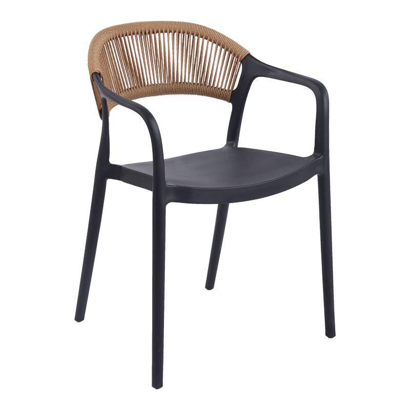 262-000051 Πολυθρόνα Ankara pakoworld στοιβαζόμενη pp-pe rattan σε μαύρη-φυσική απόχρωση 54x55.5x77εκ - Image 1