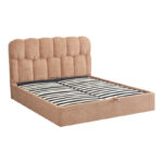 Κρεβάτι διπλό Sectra pakoworld terracotta μπουκλέ ύφασμα 160x200εκ - Image 3