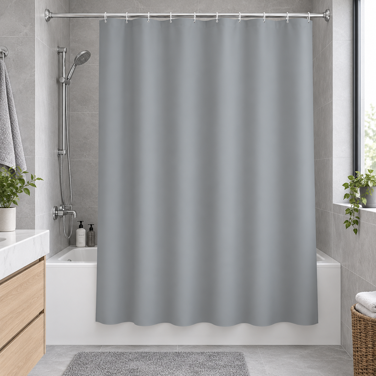 DC-025002_1 Κουρτίνα Μπάνιου 180x180cm PEVA Γκρι MRShome - Image 1