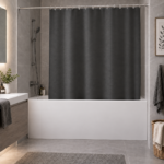 Κουρτίνα Μπάνιου 180x180cm PEVA Μαύρη με Μεταξωτή Υφή MRShome - Image 2