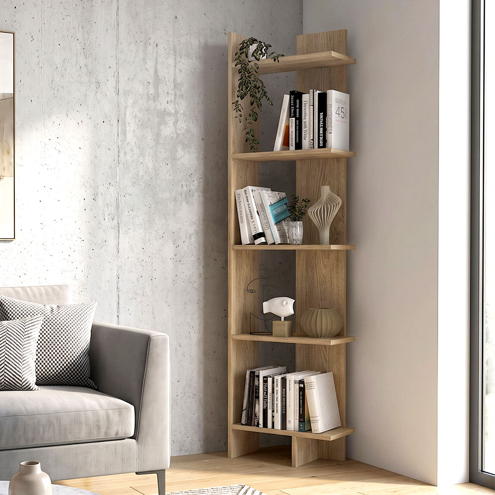 GP042-01032-0 Βιβλιοθήκη Perla Megapap χρώμα sepet oak 48x22x170εκ. - Image 1