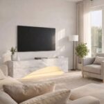 Έπιπλο τηλεόρασης Mara Megapap με LED χρώμα λευκό εφέ μαρμάρου 150x31,4x40εκ. - Image 3