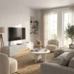 Έπιπλο τηλεόρασης Mara Megapap με LED χρώμα λευκό εφέ μαρμάρου 150x31,4x40εκ. - Image 4