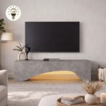 Έπιπλο τηλεόρασης Mara Megapap με LED χρώμα γκρι σκυροδέματος 150x31,4x40εκ.
