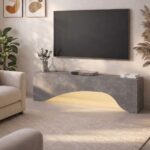 Έπιπλο τηλεόρασης Mara Megapap με LED χρώμα γκρι σκυροδέματος 150x31,4x40εκ. - Image 2