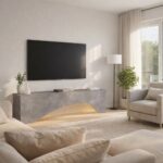 Έπιπλο τηλεόρασης Mara Megapap με LED χρώμα γκρι σκυροδέματος 150x31,4x40εκ. - Image 3