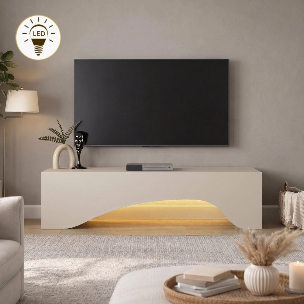 GP042-03736-0 Έπιπλο τηλεόρασης Mara Megapap με LED χρώμα sandstone 150x31,4x40εκ. - Image 1