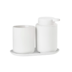 Zone Denmark Σετ Μπάνιου 3 Τμχ Stoneware/Abs 18x9,5x13,5 Εκ. - Ume White